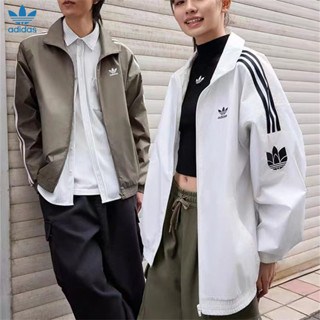 Thêu Logo Adidas 100% Chính Hãng Lưới Bên Trong Lót Cặp Đôi Áo Khoác Cổ Đứng Cho Nữ Áo Khoác Trơn Có Khóa Kéo Bomber Áo Khoác Gió Áo Khoác Nam