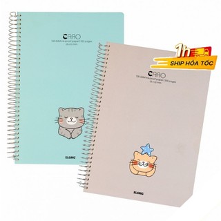 Sổ A4 300 trang caro ô vuông to 6x6mm lò xo đơn Klong MS 591 tập vở bìa Doodle dễ thương bìa dày SOKLONG