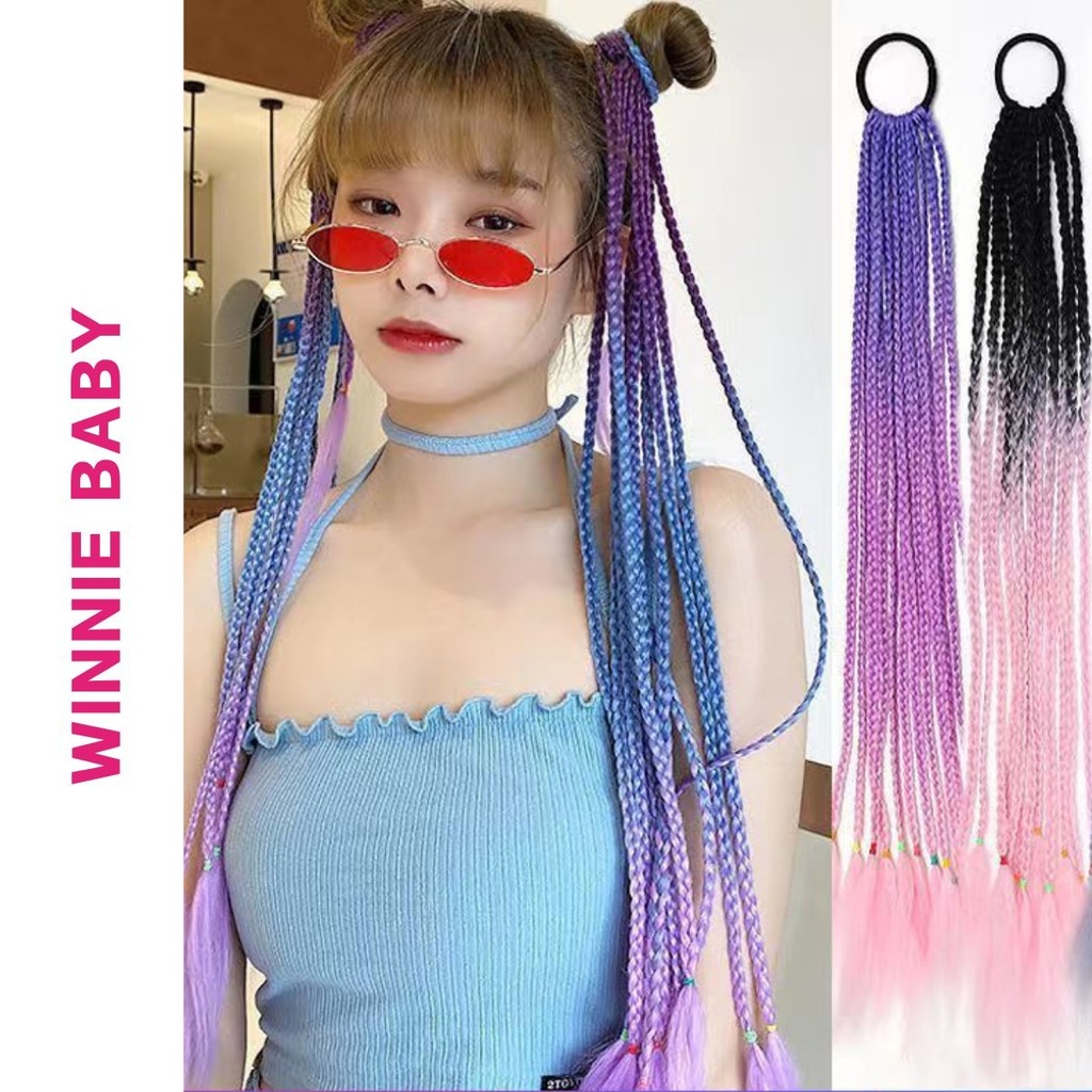 [DÀI 60CM] Tóc Giả Tết Dây Nhuộm Màu Ombre Thời Trang Cá Tính Nổi Bật Cho Bé Gái Nhiều Màu Nổi Bật