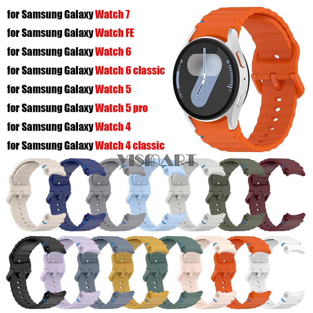 Dây đeo silicon cho Samsung Galaxy Watch 7 FE 5 Pro 6 4 Vòng đeo tay thể thao cổ điển Galaxy Watch7 