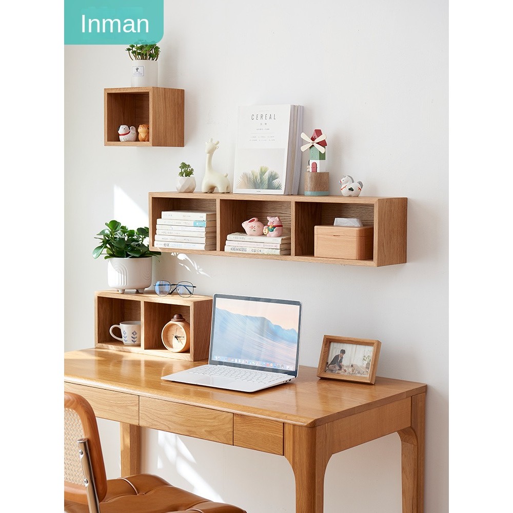 Giá Sách Lưới Treo Tường Giá Sách Treo Tường Tivi Phòng Khách Gỗ Sồi Nhiều Ngăn Tủ Đựng Đồ Treo Tườn