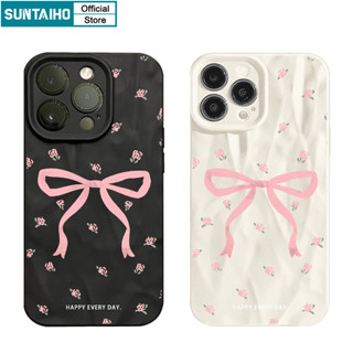 Suntaiho Ốp Lưng iPhone Đẹp Cặp Đôi Màu Hồng nơ Họa Tiết Hoa Ốp điện thoại Silicon Mềm Mờ nhám Chống Sốc Cho Iphone 16 15 14 13 12 11 Pro Max IP 7 8 Plus Iphon X Xs XR Xs Max Ốp lưng Coquette