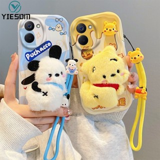 Ốp Điện Thoại Búp Bê Sang Trọng Hoạt Hình Cho Vivo Y03 Y18 Y18S Y28S 5G Y28 Y36 Y27 5G Y17S Y100 5G Chú Chó Gấu Kitty Dễ Thương Có Dây Đeo Tay Silicon
