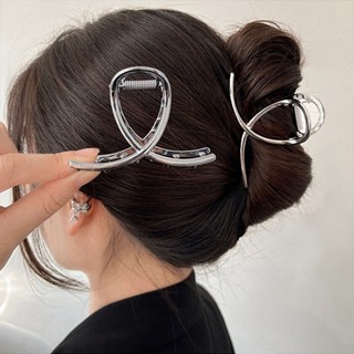 DREJEW Kẹp chéo kim loại bạc phong cách lạnh lùng ins kẹp cá mập đơn giản đi lại phụ kiện tóc
