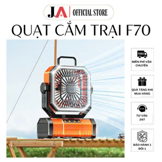 Quạt Tích Điện F70 Có Đèn Led Thích Hợp Du Lịch Dã Ngoại Ngoài Trời, Quạt Cắm Trại Siêu Mát (JA OFFICIAL)