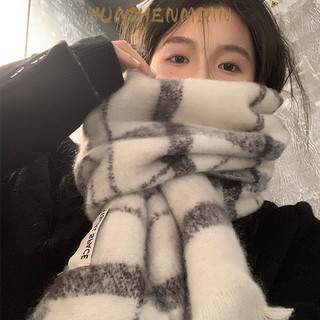HUAZHENMIAN Khăn Choàng Cổ Nữ Tag Official Khăn Len Choàng Cổ Nam Nữ Thời Trang Chất Len Dày Ấm Áp Dài WSP24A014O 41Z241009