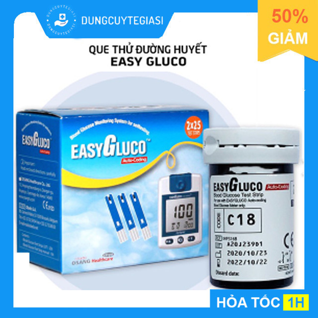 Hộp 50 que thử đường huyết Easy Gluco Hàn Quốc (Date xa)
