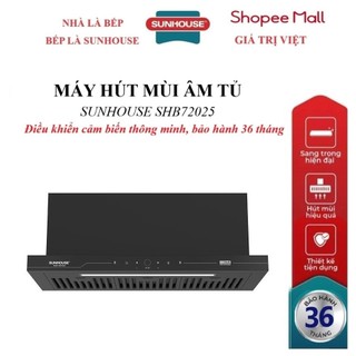 Máy hút mùi SUNHOUSE SHB72025, Điều khiển cảm biến thông minh, Lưới lọc inox 430 bền bỉ, Bảo hành tại nhà 36 tháng