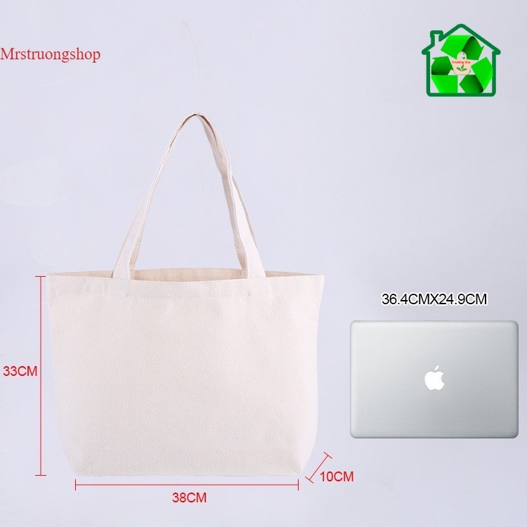 Kiểu ngang Túi vải canvas tote thiết kế may nhiều kích thước