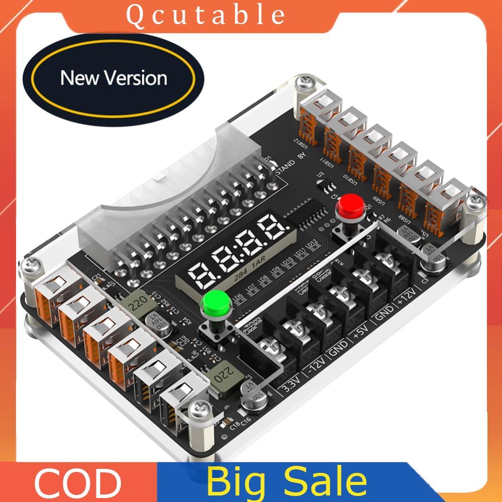 12 cổng USB 3A 3.3V 5V 12V -12V Đầu ra ATX Power Breakout Board Acrylic Case Kit