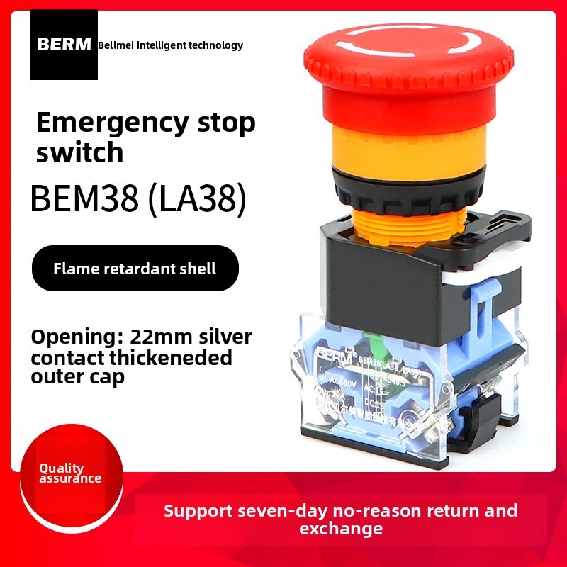 Bộ nguồn Belmei BEM-11ZS / LA38-11ZS Công tắc dừng khẩn cấp tự khóa Nút cắt tóc hình nấm 22mm