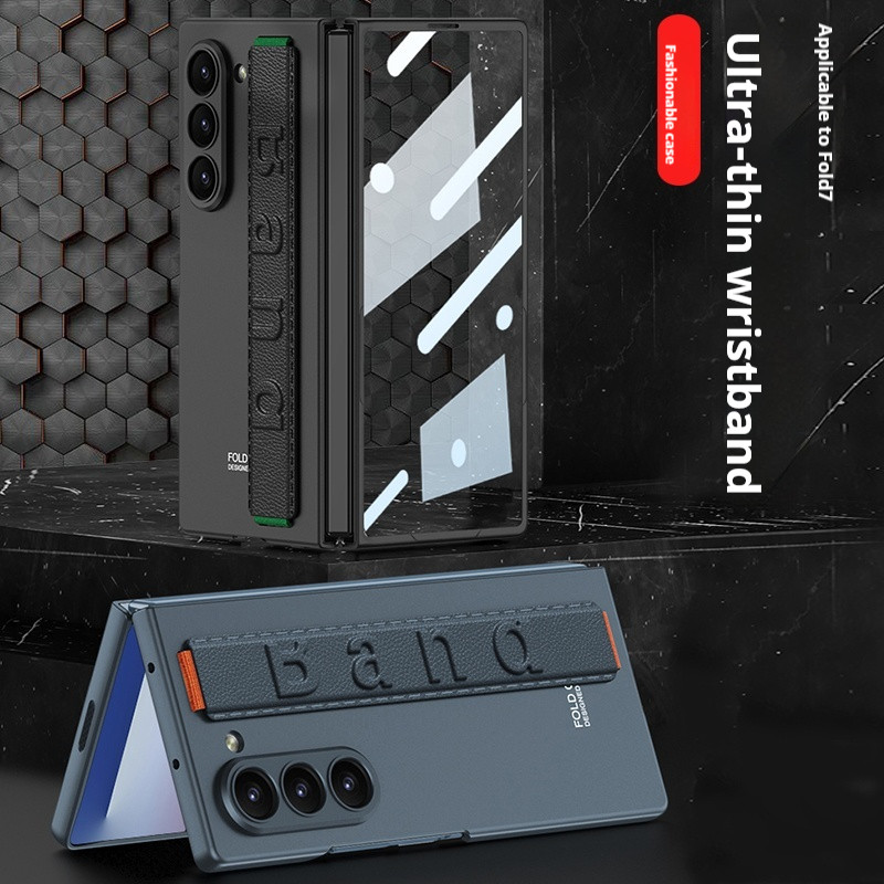 Dành Cho Samsung Galaxy Z Fold7 Ốp Lưng Fold7 Bao Da Co Giãn Dây Đeo Tay Chống Rơi Vỏ Tích Hợp Phim 