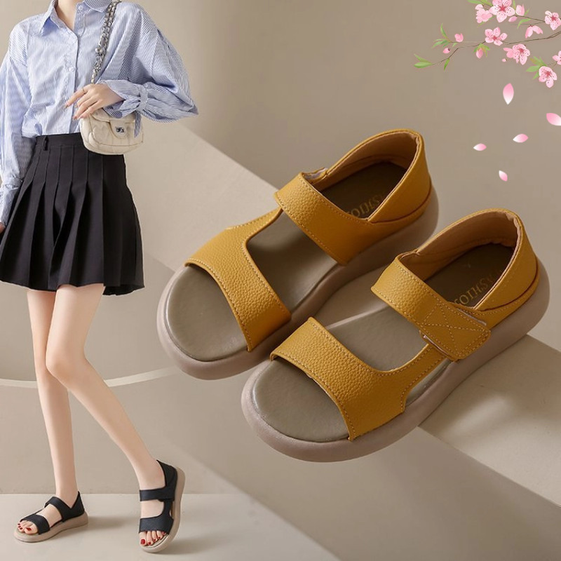  Còn hàngDép bigsize nữ Sandal đế mềm mũi tròn Dép sandal nữ đế thấp  size35-42  