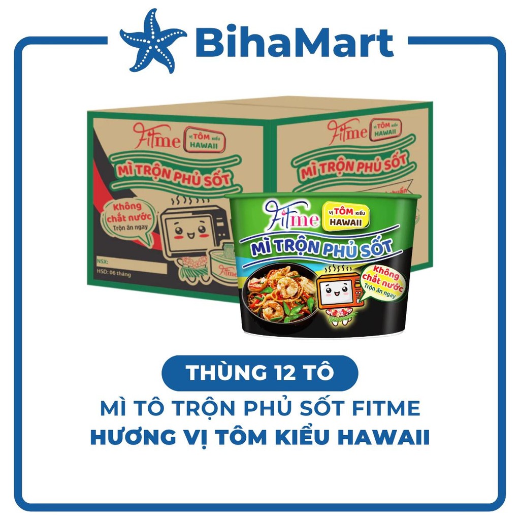 THÙNG12TÔ-THIEN HUONG FOOD - Mì tô trộn phủ sốt Fitme hương vị tôm kiểu Hawaii, Mì tô trộn Fitme tôm