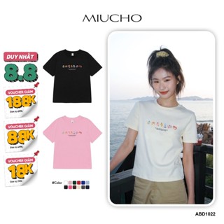 Áo thun baby tee form ôm mùa hè năng động ABD1022 Miucho tay ngắn Cổ tròn hotrend in mix