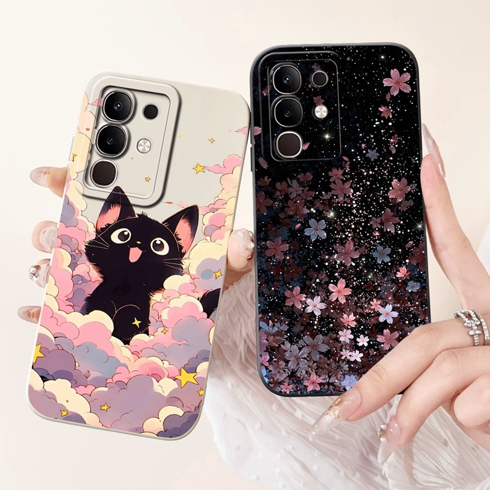 Ốp lưng Vivo iQOO Z10x V2445A Silicon Mèo Dễ Thương Thời Trang Bướm Hoa Yêu Sơn Bao iQOO Z10x Ốp Điệ