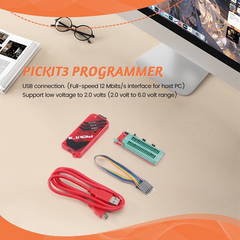 Lập trình viên PICKIT3 + PIC ICD2 PIC Kit Bộ chuyển đổi lập trình 2 / 3 Ghế lập trình đa năng FZ0508