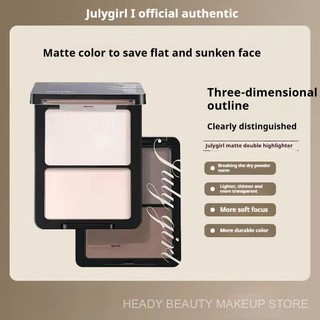  Julygirl Matte Highlighter Matte Double Powder Julygirl Brightening Highlight Nose Shadow Powder Contouring Face Makeup Highlight XBFL 