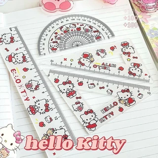  Thước tam giác hình trái tim cô gái sáng tạo Bộ 4 thước kẻ Acrylic Sanrio  Thước vẽ hoạt hình
