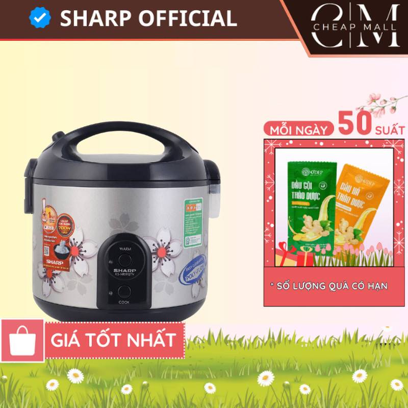 Nồi cơm điện 1,8 lít Sharp Chính hãng, sản xuất Thái Lan, Công nghệ nấu 3D KS-NR191STV - CHEAP CMO