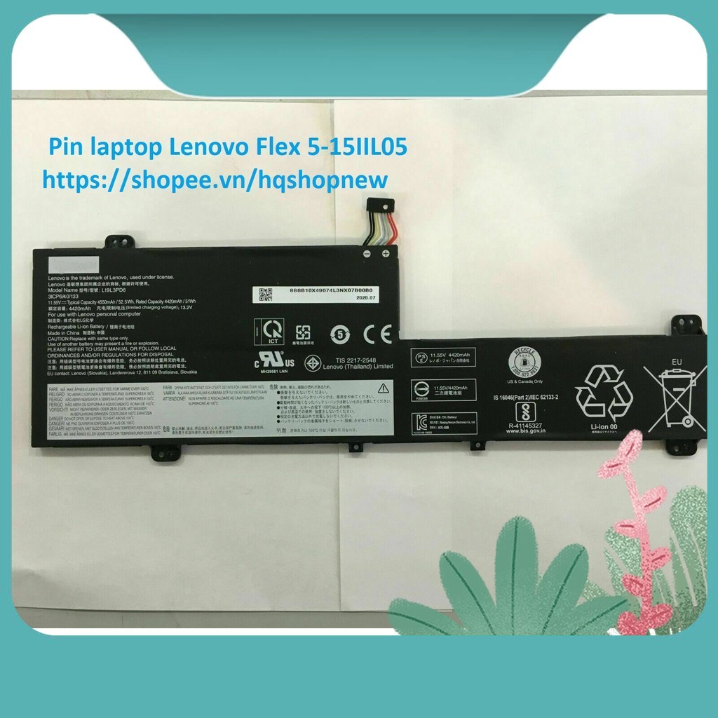 Pin  Lenovo Flex 5-15IIL05 Flex 5-14IIL05 Flex 5-14ARE05 L19L3PD6 L19C3PD6 L19D3PD6 L19M3PD6