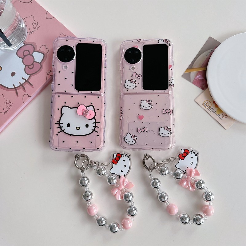 Dành Cho Ốp Lưng OPPO Find N3 Flip Pink Cartoon Hello Kitty Soft Flip Case Cho OPPO Find N2 Flip / F