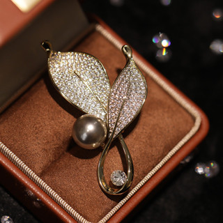  Trâm Cài Lá Đính Đá Zircon Tinh Tế Ghim Phụ Kiện Quần Áo Thời Trang Hàn Quốc Quà Tặng Unisex 