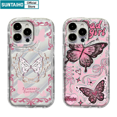 Suntaiho Thẩm Mỹ Độc Đáo Họa Tiết Bướm Ốp lưng Iphone 15 14 12 13 11 Pro Max IP 7 8 Plus Iphon X Xs XR Xs Max TPU Silicone Mềm Cao Cấp Chống Sốc Ốp Lưng