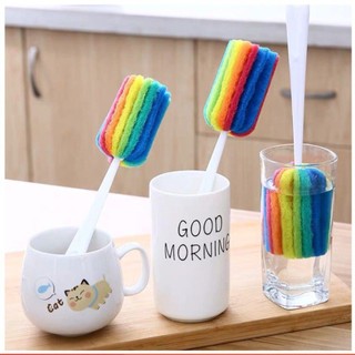 Dụng cụ cọ rửa bình sữa ly cốc bọt biển 7 màu tiện dụng _LMA