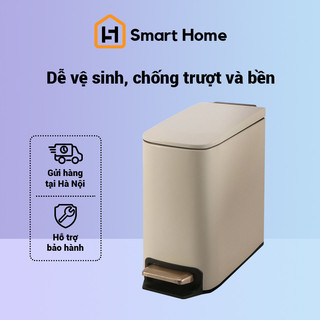 Thùng rác kiểu mới phong cách Bắc Âu dùng trong nhà vệ sinh bằng thép không gỉ chống bẩn bền chống trượt dung tích 6L giao hàng nhanh trong nước
