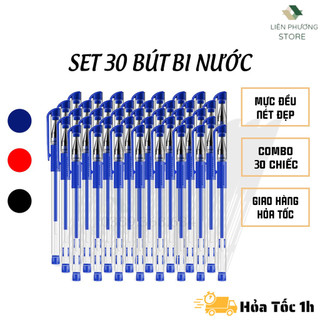 Set 10 cái bút bi nước, bút bi văn phòng mực đều nét chữ đẹp mực tím