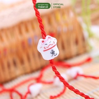 Vòng tay may mắn chỉ đỏ hình mèo thần tài quà tặng