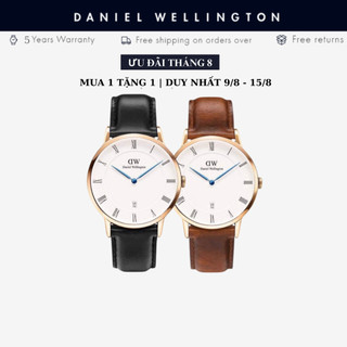 Đồng hồ nam daniel wellington daper, size mặt 38mm, đồng hồ dây da đen và nâu chính hãng