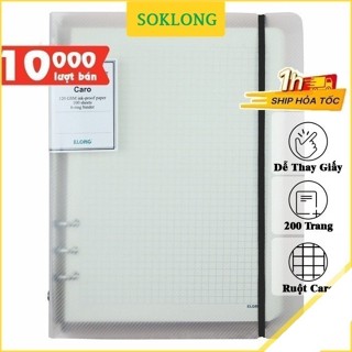 Sổ còng caro bìa nhựa/bìa da A5 5x5 6x6 MS 994-992 100 tờ [SOKLONG], sổ binder dễ dàng thay giấy