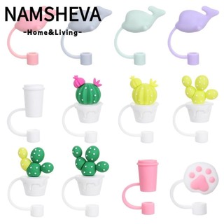 NAMSHEVA Nắp Silicon Bịt Ống Hút Chống Bụi Kiểu Dáng Hoạt Hình Dễ Thương
