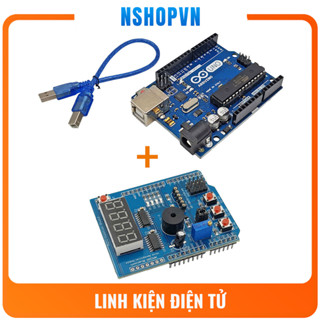 Arduino Uno R3 chíp cắm kèm mạch multi funtion shield dành cho người mới học lập trình