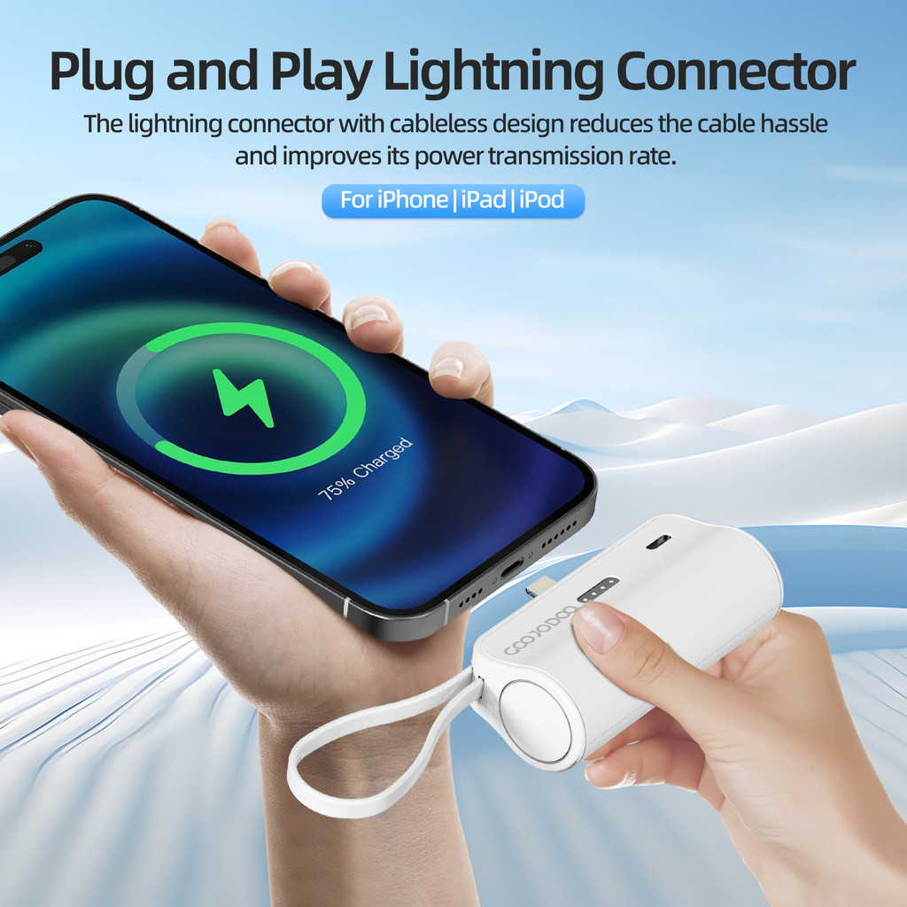 sạc dự phòng mini GOOJODOQ 2024, Pin dự phòng không dây di động có phích cắm Type-C và Lightning | BigBuy360 - bigbuy360.vn