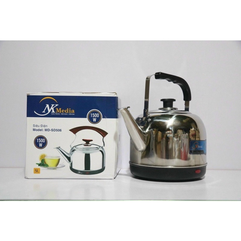 Ấm siêu tốc NK Media 5 lít Inox chính hãng , Ấm siêu tốc NK Media tự động ngắt điện khi sôi rất tiện