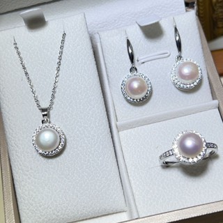 Vòng cổ ngọc trai bánh mì nước ngọt bạc S925 / nhẫn / bông tai