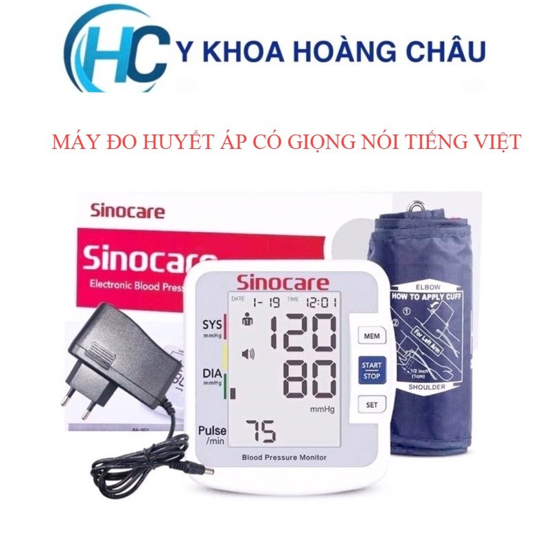 [CHÍNH HÃNG] Máy Đo Huyết Áp Bắp Tay Sinocare BA-801 (có giọng nói Tiếng Việt)