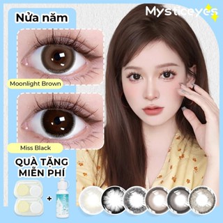 [mua 2 tặng 3] 2 cặp kính áp tròng Mystic eyes 0-6 độ (14.0-14.5) + 2 khay đựng lens + 1 nước ngâm lens 60ml