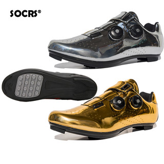 Socrs Chuyên Nghiệp Đi Xe Đạp Cleat Giày Bạc Màu Vàng RB Giày Tốc Độ Không Khóa SPD Xe Đạp Giày MTB Xe Đạp Đường Bộ Size Lớn 36-45