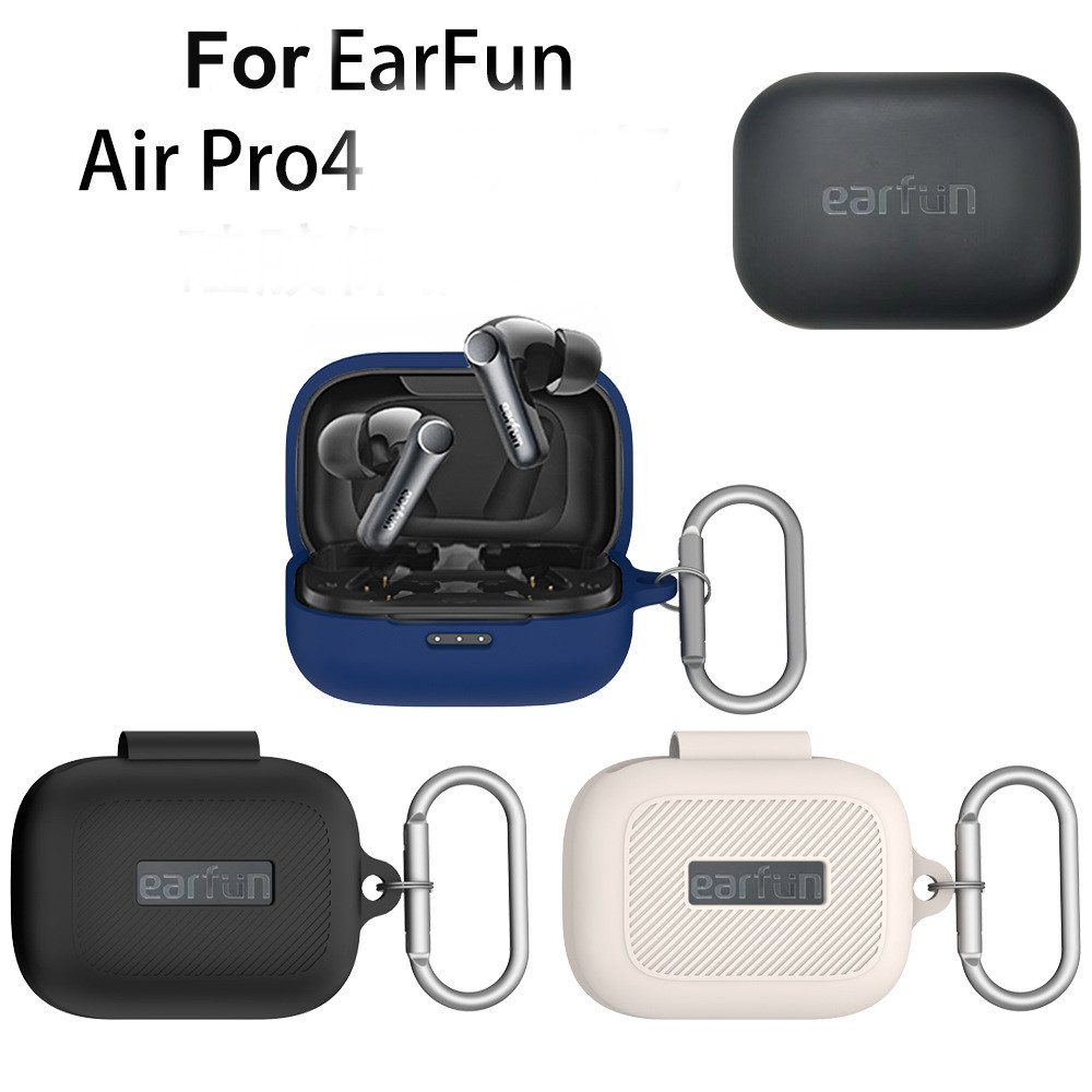 Ốp Lưng Silicon Cho Tai Nghe Không Dây EarFun Air Pro4, Vỏ Tai Nghe Bảo Vệ Kèm Vỏ Tai Nghe Carabiner