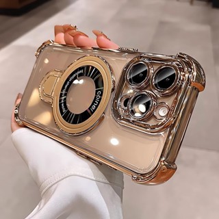 【 Desert Gold   Vỏ mạ từ tính trong suốt cho ốp lưng iPhone 16 15 14 13 12 11 Pro max plus Vỏ bảo vệ ống kính chống sốc