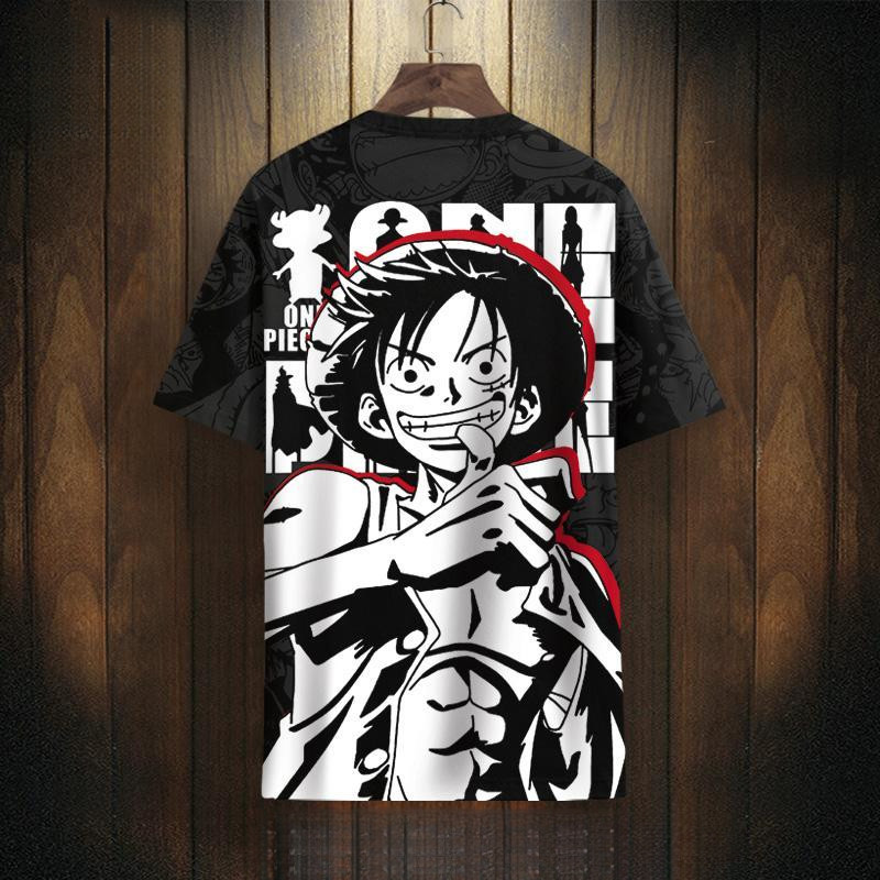 One Piece Áo thun ngắn tay liên quan đến Anime áo thoáng khí nhanh khô mùa hè cho nam ngoại cỡ dáng rộng tay ngắn cho thiếu niên