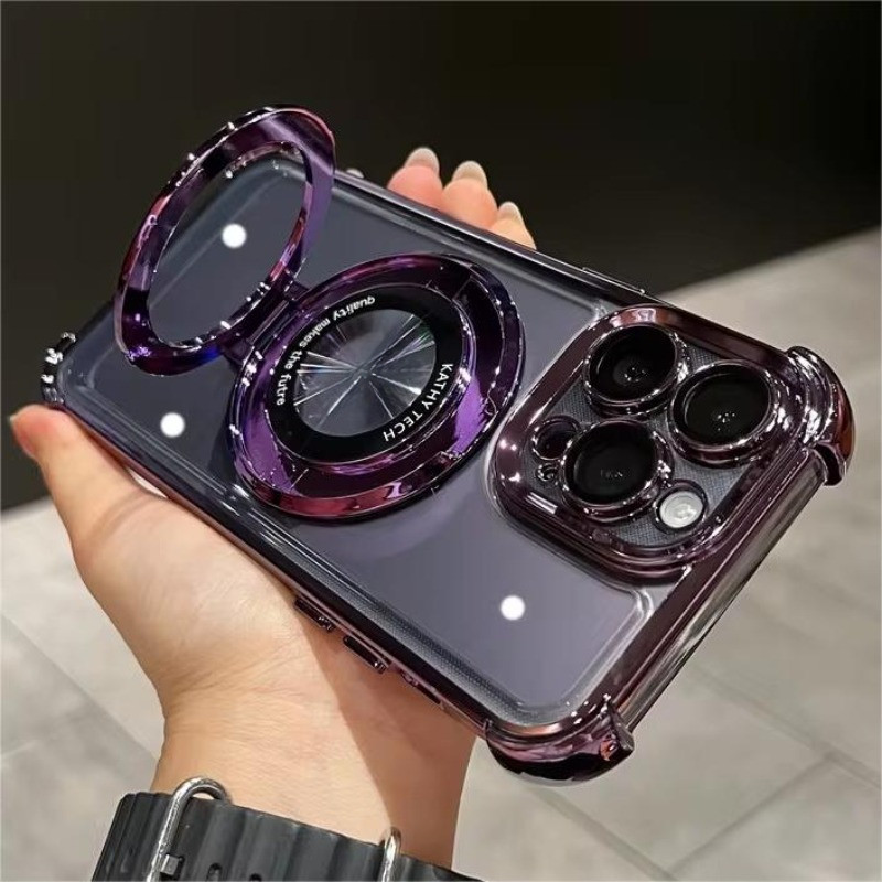 Sang Trọng Mạ Chống Sốc Từ Tính Giá Đỡ Dành Cho iPhone 15 16 11 12 13 14 Pro Max Plus XR Cho Có Giá Đỡ Đứng Bao