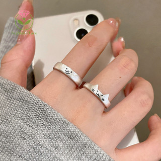 [SayMakerLace] Nhẫn đôi chó mở đầu có thể điều chỉnh thời trang dành cho nam giới Phụ kiện trang sức Quà tặng