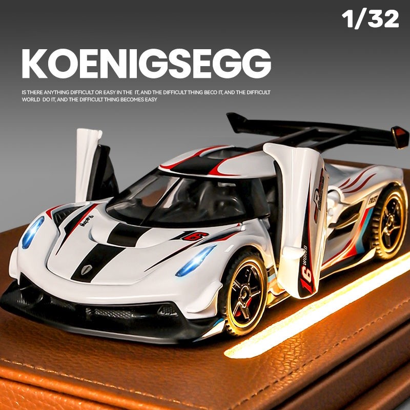Tỉ lệ 1: 32 Koenigsegg Jesko Mô hình xe hợp kim Ánh sáng & Hiệu ứng âm thanh Đồ chơi ô tô Diecast cho bé trai Quà tặng sinh nhật Đồ chơi trẻ em Bộ sưu tập xe hơi