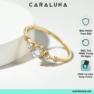 Nhẫn Công Chúa Đính Đá - Nhẫn Bạc Nữ Thật 100% - Nhẫn Mảnh Bạc Princess CARA LUNA - Quà Tặng Người Yêu VCR06