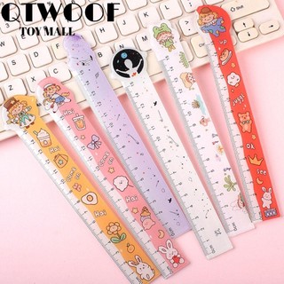 QTWOOF  Thước Kẻ Trong Suốt Họa Tiết Cầu Vồng Hoạt Hình Dễ Thương Đa Năng Cho Học Sinh/Văn Phòng